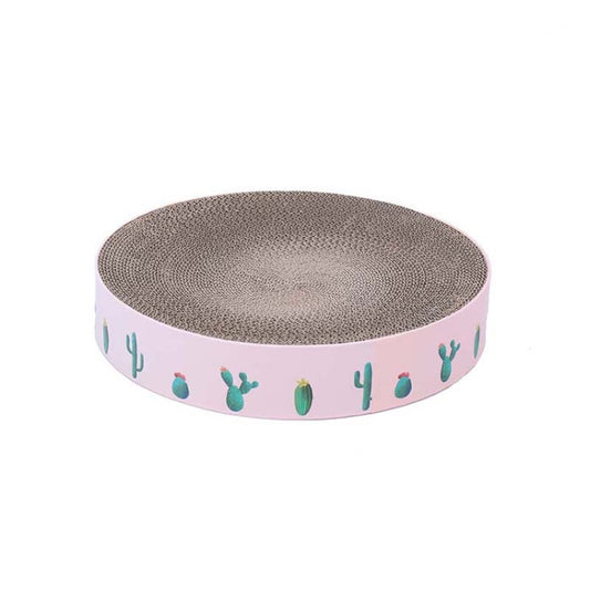 Round Corrugated Cat Scratcher Claw Sharpener Toy Bed, Colour: Pink 32x32x6cm by bashfashion