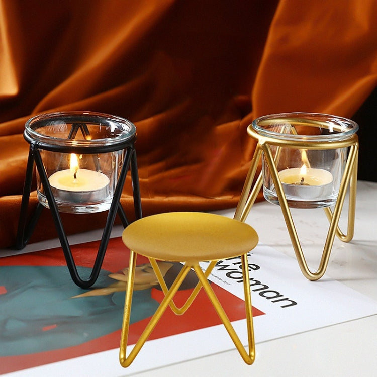 Hollow Household Candle Cups Iron Candle Holders Luxury Creative Home Decorations, Colour: B Gold by bashfashion