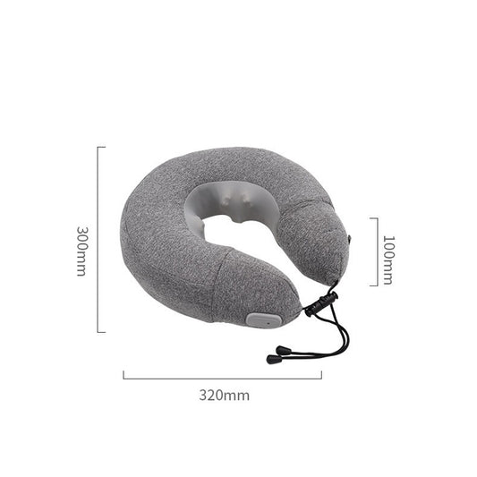 PL60 Neck Massager Cervical Spine Massage Pillow Household Inflatable U-Shaped Neck Pillow(Gray) by bashfashion