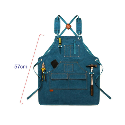 Canvas Apron Barber Roasting Cafe Gardening Woodworking Men And Women Canvas Work Clothes, Specification: For Children 57cm(Blue) by bashfashion