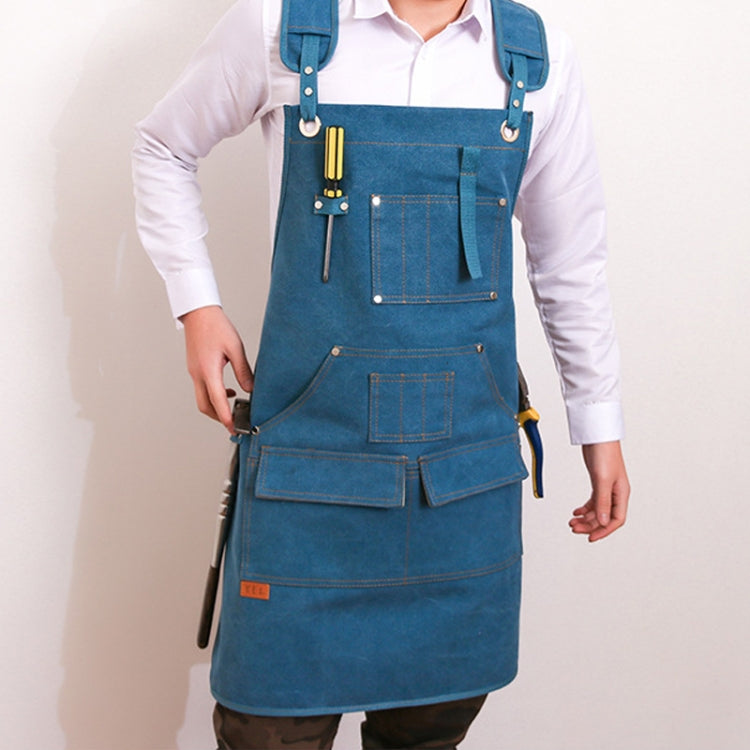 Canvas Apron Barber Roasting Cafe Gardening Woodworking Men And Women Canvas Work Clothes, Specification: For Children 57cm(Blue) by bashfashion