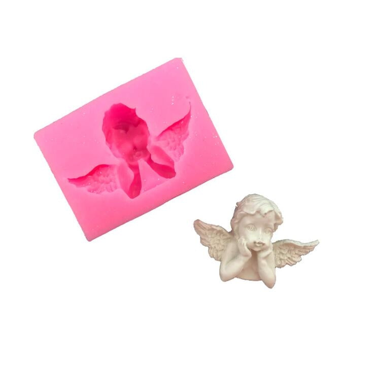 2 PCS Angel Shape Fondant Cake Silicone Mold Aroma Soft Clay Clay Gypsum Plastic Decoration(Pink) by bashfashion