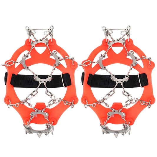 13 Teeth Outdoor Stainless Steel Mountaineering Climbing Crampons Trekking Non-Slip Shoe Covers, Size: M(Orange) by bashfashion