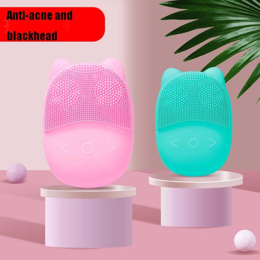 F35 Household Waterproof Electric Silicone Facial Cleanser Ultrasonic Massage Vibrating Facial Cleanser(Pink) by bashfashion