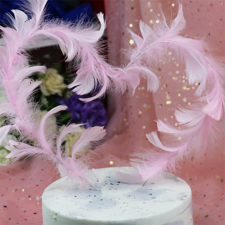 Variety Of Feather Cake Dessert Decoration Pink by bashfashion