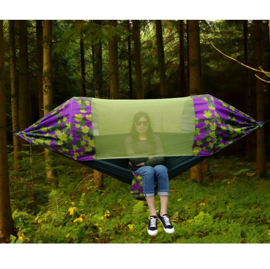 Outdoor Camping Mosquito-Proof Shade Hammock Parachute Cloth Printed Mosquito Net Hammock, Size: 270x140cm(Maple Leaf) by bashfashion