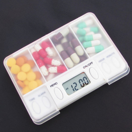 TF200 4-Cell Smart Timed Reminder Portable Plastic Pill Box Pill Storage Box(White) by bashfashion