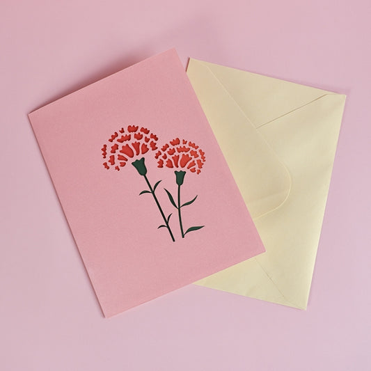 3D Blessing Card Handmade Paper Carnation Three-Dimensional Greeting Card by bashfashion