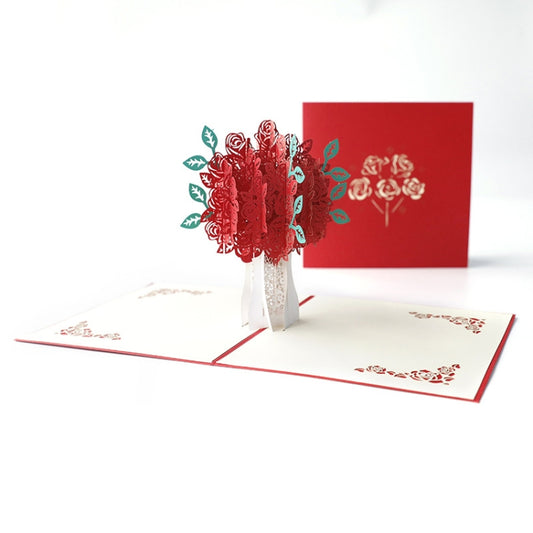 Rose 3D Stereo Greeting Card Creative Handmade Paper Carving Card by bashfashion