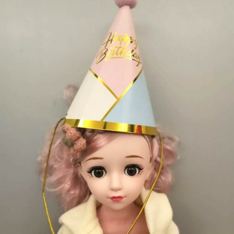 10 PCS Children Adult Birthday Party Hat Fur Ball Birthday Paper Hat(European Lace Pink) by bashfashion