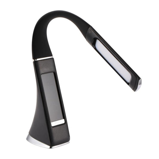 U2 5W 3-Level Dimmable LED Leather Texture Desk Lamp With Temperature/Clock/Calendar Display(Black) by bashfashion