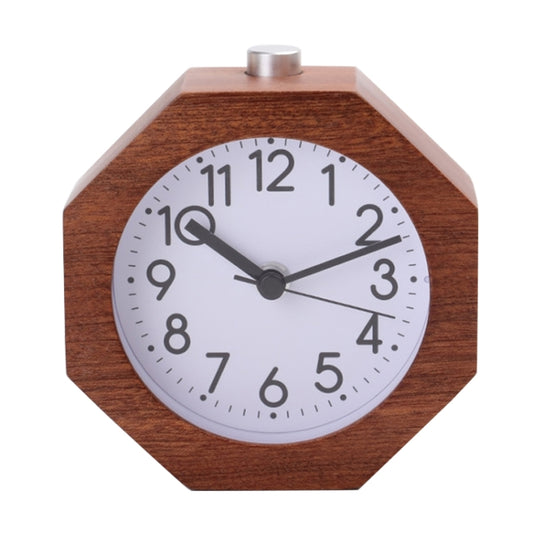 Solid Wood Silent Snooze Alarm Clock with Pointer(Octagonal Dark) by bashfashion