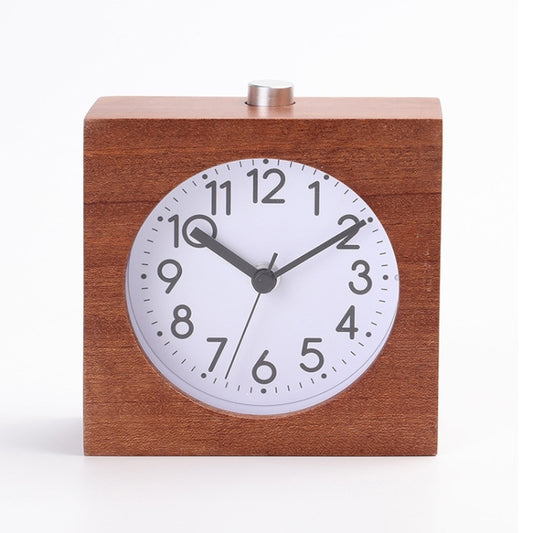 Solid Wood Silent Snooze Alarm Clock with Pointer(Square Dark) by bashfashion