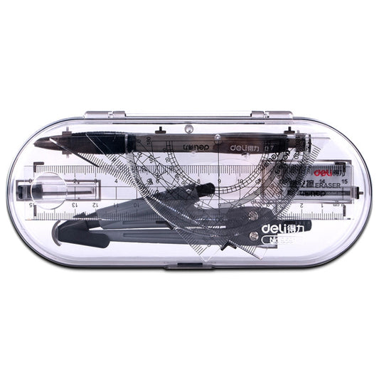 Deli 9591 Student Drawing Set 8 Piece Set Compass Ruler Set Student Stationery(Black) by Deli