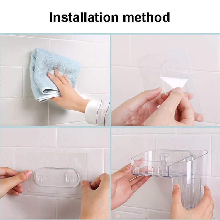 Magic Sticker Plastic Toiletry Makeup Storage Box Transparent Home Creative Organizing Box,Specification: Shallow Style by bashfashion