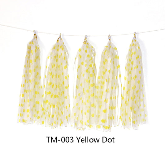 Color Polka Dot Paper Tassels Birthday Room Decoration Ribbon Garland(TM-003 Yellow Dot) by bashfashion