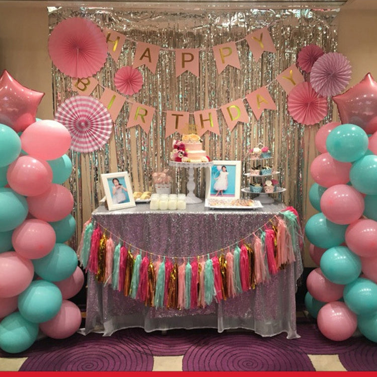 Color Polka Dot Paper Tassels Birthday Room Decoration Ribbon Garland(TA-0015 Striped Silver) by bashfashion