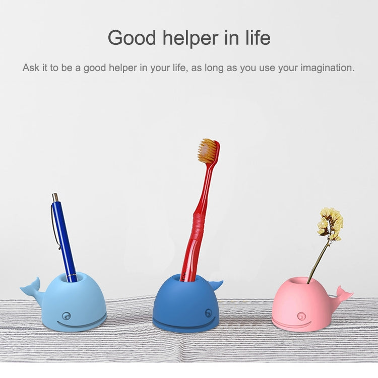 3 PCS Silicone Whale Toothbrush Holder Desktop Office Pen Holder(Pink) by bashfashion