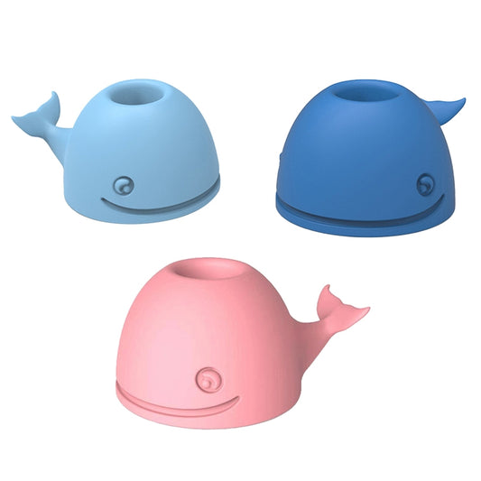 3 PCS Silicone Whale Toothbrush Holder Desktop Office Pen Holder(Light Blue) by bashfashion