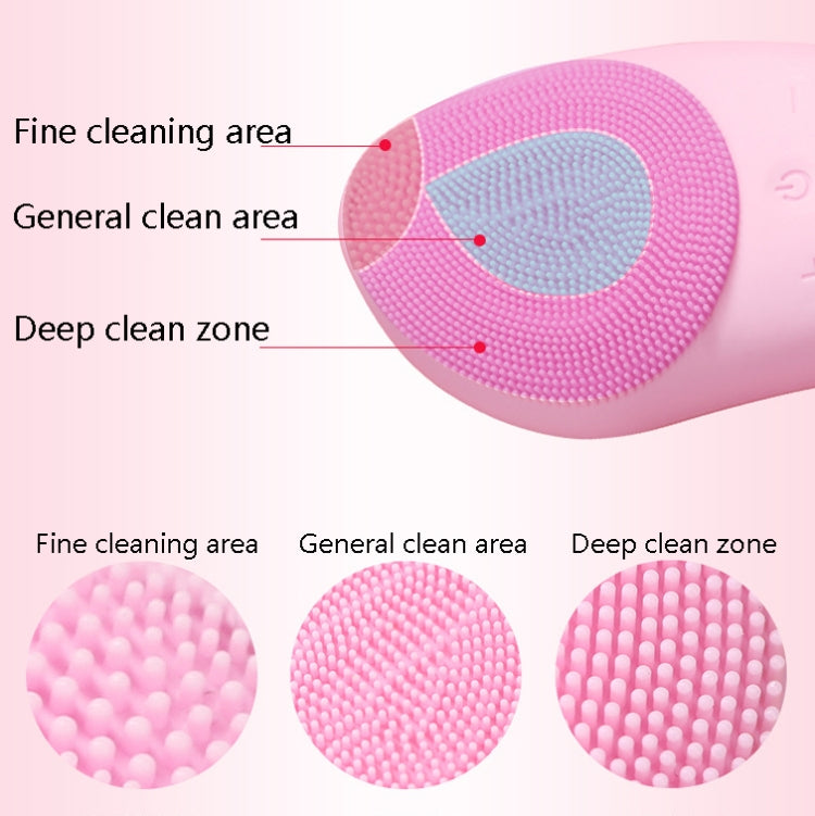 Ultrasonic Vibration Facial Cleansing Apparatus Multifunctional Electric Facial Washing Brush, Colour: Pink (With Heating Function) by bashfashion