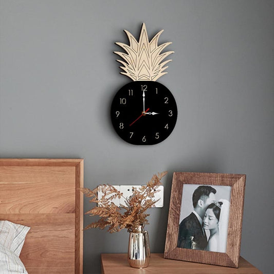 Fruit Personality Mute Wall Clock Acrylic Children Decoration Clock(C Black) by bashfashion