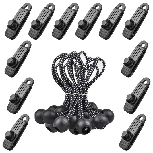 10pcs /Set Outdoor Camping Canopy Windproof Clip Tent Additional Pull Point Plastic Clip Rainproof Tarp Fixing Clip, Color: B Clip + Bouncy Ball by bashfashion