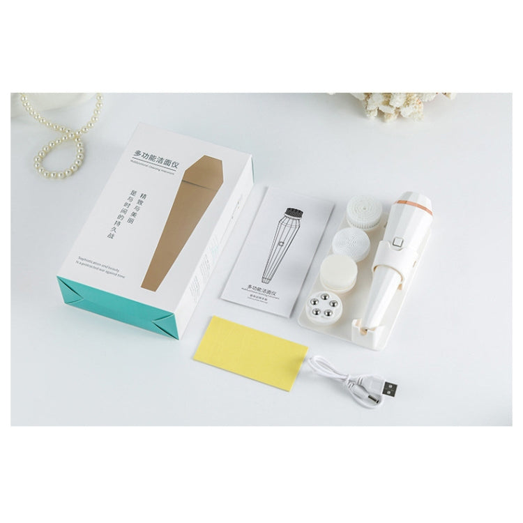 Multi-Functional Facial Cleansing Machine Beauty Massage Silicone Facial Cleansing Machine(White) by bashfashion