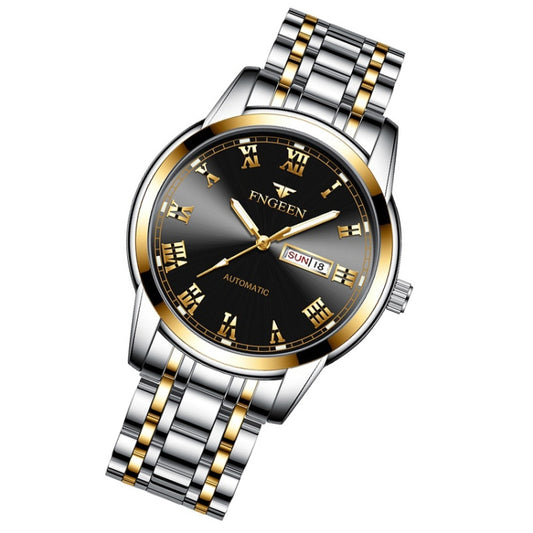 FNGEEN 4002 Men Roman Numeral Dial Sports Watch Student Luminous Quartz Watch(Between Gold Black Surface) by FNGEEN