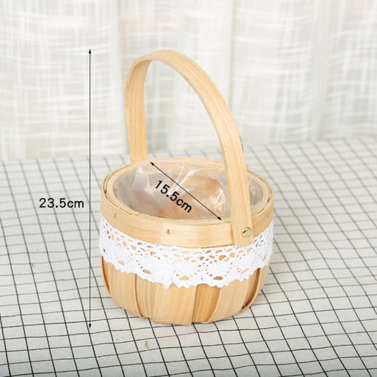 Wood Chip Floral Arrangement Flower Basket, Style: Round by bashfashion