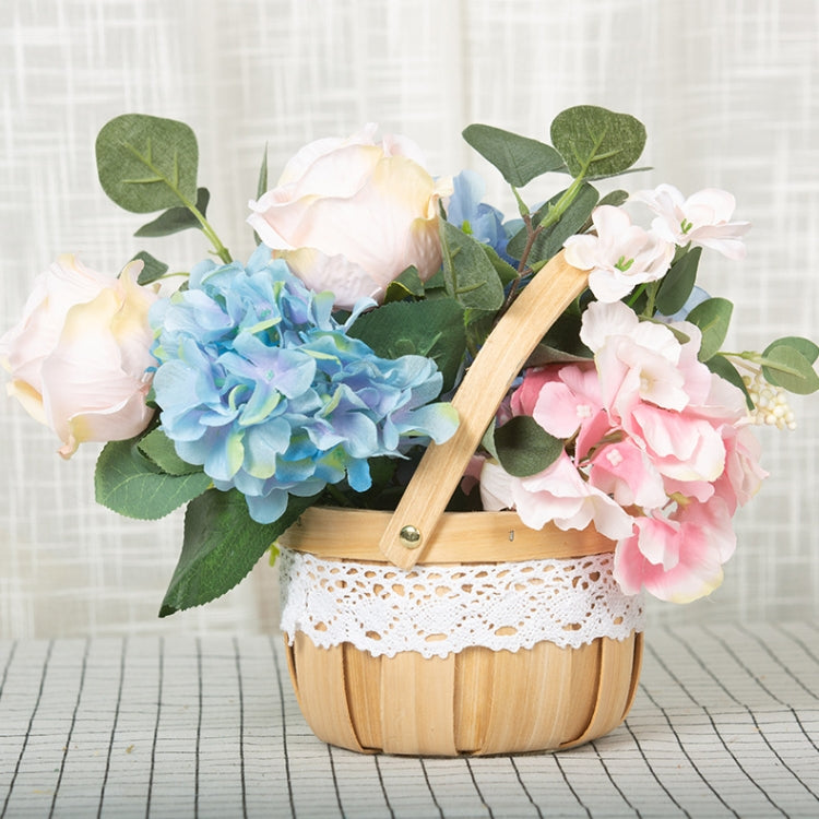 Wood Chip Floral Arrangement Flower Basket, Style: Round by bashfashion