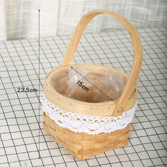 Wood Chip Floral Arrangement Flower Basket, Style: Round Mouth Square Bottom by bashfashion