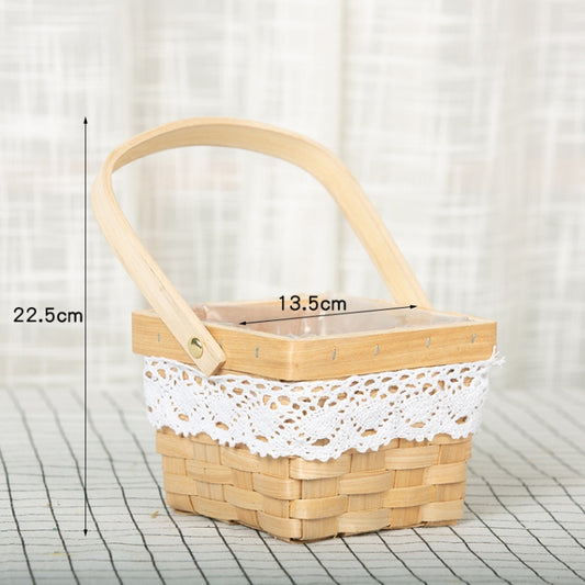 Wood Chip Floral Arrangement Flower Basket, Style: Square by bashfashion