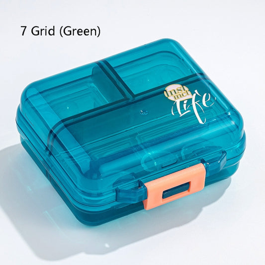 Mizi Small Pill Box Portable Dispensing Medicines Boxes, Colour: 7 Grid (Green) by bashfashion