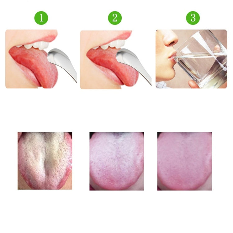 Tongue Cleaner Bad Breath Stainless Steel Cleaning Brush Tongue Scraper+Two-piece Set (Silver) by bashfashion