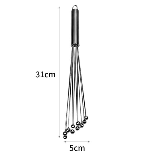 Manual Whisk Stainless Steel Glass Bead Egg Whisk Kitchen Household Hand-Held Baking Tools Type A 12 Inch by bashfashion