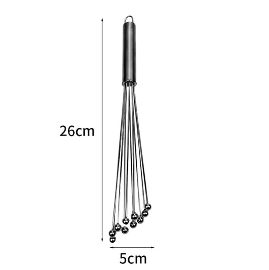 Manual Whisk Stainless Steel Glass Bead Egg Whisk Kitchen Household Hand-Held Baking Tools Type A 10 Inch by bashfashion