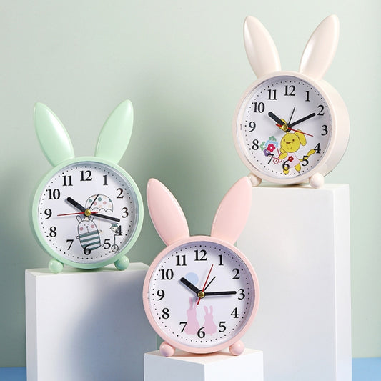 Simple Cartoon Rabbit Alarm Clock Ornaments Bedroom Decoration Bedside Mute Sweeping Small Alarm Clock, Color And Style Random Deilvery by bashfashion