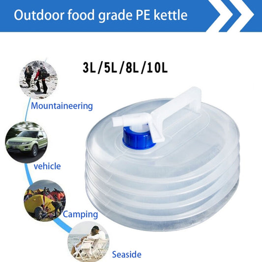 PE Folding Water Bag Shrink Bucket Outdoor Portable Water Bottle, Capacity: 8L(Blue Cover) by bashfashion