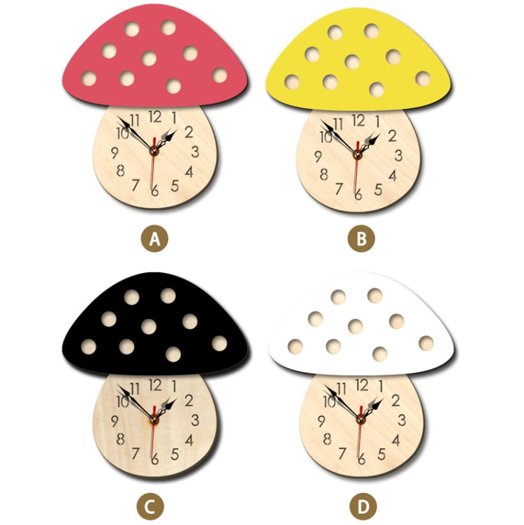 Kindergarten Cartoon Mute Wall Clock Creative Children Colorful Mushroom Decorative Clock(Black) by bashfashion