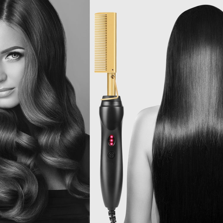 Multifunctional Comb Dry And Wet Dual-Use Curly Hair Straightening Stick Electric Perm Comb US Plug(Black) by bashfashion