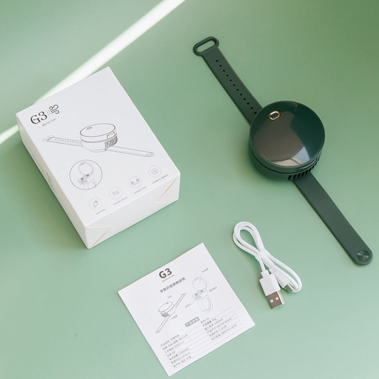 G3 Portable Outdoor Kids USB Mini Mirror Leafless Watch Fan(White) by bashfashion