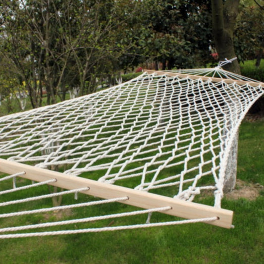 Outdoor Mesh Hammock Cotton Thread Solid Wood Stick Hammock Indoor Swing, Size: 200x80cm by bashfashion