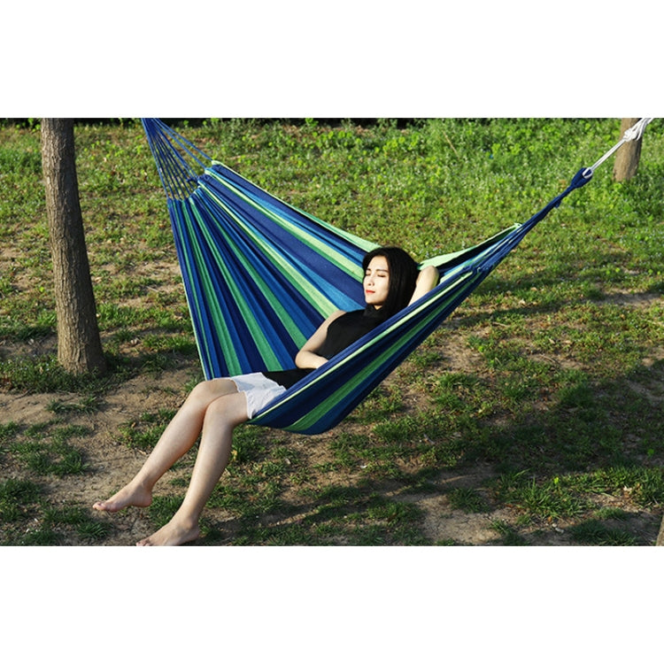 Thick Canvas Hammock Field Rollover Prevention Outdoor Hammock Swing 260x150 With Stick (Blue Stripes) by bashfashion
