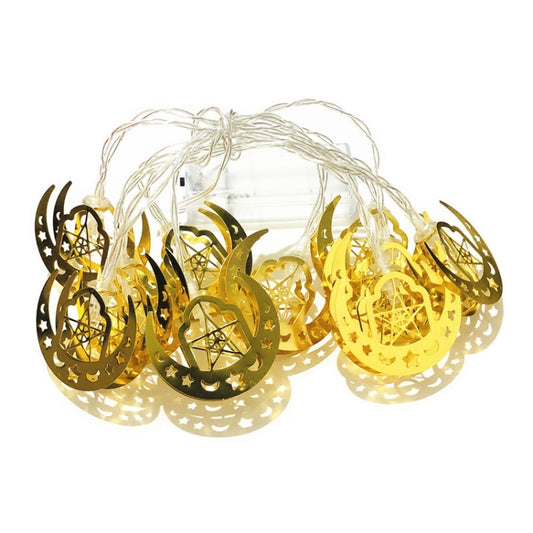 1.65m 10 LEDs Eid Al-Fitr LED Star and Moon String Lights Ramadan Festival Decoration Lamps(White Light) by bashfashion
