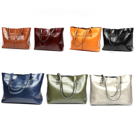 L4002 Trendy Casual Tote Bag Shoulder Women Bag(Retro Black Horizontal Version) by bashfashion