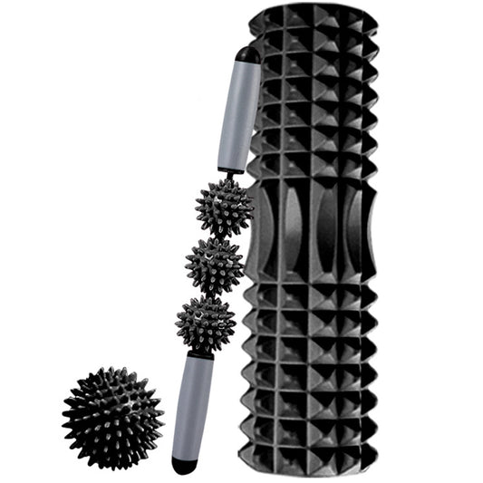 3 in 1 Eva Foam Roller Hollow Muscle Relaxation Roller Yoga Column Set, Length: 45cm (Black Crescent) by bashfashion