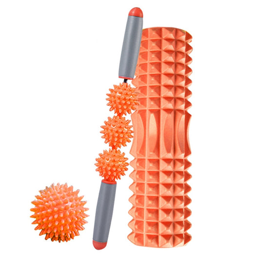 3 in 1 Eva Foam Roller Hollow Muscle Relaxation Roller Yoga Column Set, Length: 33cm (Orange Crescent) by bashfashion