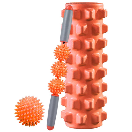 3 in 1 Eva Foam Roller Hollow Muscle Relaxation Roller Yoga Column Set, Length: 45cm (Orange Wolf Tooth) by bashfashion