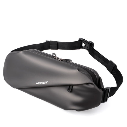 WEIXIER 8641 Men Running Waterproof Waist Bag Multifunctional Chest Bag Sports Leisure One-Shoulder Bag(Dark Gray) by WEIXIER