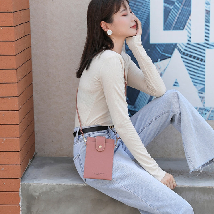 T6029 Niche Messenger Bag Thin Ladies Mobile Wallet(Light Pink) by bashfashion